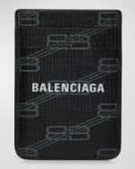 Image 1 of 3: Balenciaga Men's BB Monogram Coated Canvas Magnet Card Holder