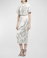 Image 2 of 7: Alexander McQueen Thorn Jacquard Short-Sleeve Crop Top