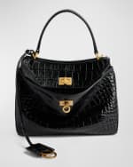 Image 1 of 4: Balenciaga Rodeo Mini Croc-Embossed Top-Handle Bag