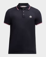 Image 1 of 6: Moncler Men's Pique Logo Patch Polo Shirt