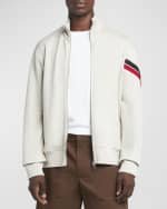 Image 3 of 6: Moncler Men's Zip-Up Jacket with Striped Sleeve