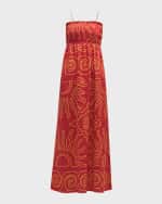 Image 1 of 6: Cala de la Cruz Ossane Square-Neck Sleeveless Linen Maxi Dress