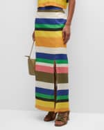 Image 2 of 6: Cala de la Cruz Nicola Multicolor Stripe Linen Maxi Skirt