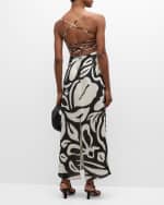 Image 4 of 6: Cala de la Cruz Abrego Two-Tone Strappy Back Long Linen Dress