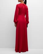 Image 3 of 6: Talbot Runhof Voile Satin Long-Sleeve Gown