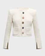Image 1 of 7: Cinq a Sept Randi Cropped Cotton Bouclé Jacket