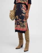 Image 2 of 6: Etro Enchanted Floral Silk Knit Combo Midi Skirt