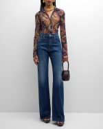 Image 2 of 6: Etro Enchanted Floral Mesh Button-Down Shirt