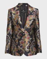 Image 1 of 6: Etro Floral Brocade Single-Breasted Blazer