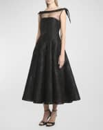 Image 5 of 6: Talbot Runhof Anemone Jacquard Illusion Midi Dress