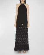 Image 2 of 5: Huishan Zhang Vic Crystal Feather Halter Gown