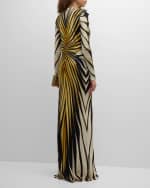 Image 4 of 6: Roberto Cavalli Long Printed Knot-Front Gown