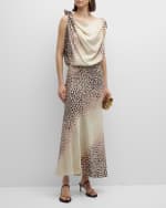 Image 2 of 6: Roberto Cavalli Print Cowl-Neck Tie Shoulder Silk Gown