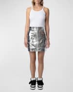 Image 4 of 5: Zadig & Voltaire John Metallic Goat Leather Mini Skirt
