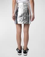 Image 3 of 5: Zadig & Voltaire John Metallic Goat Leather Mini Skirt