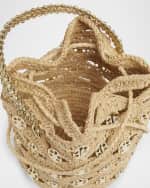 Image 3 of 4: Rabanne Sac a Main Disc-Link Raffia Bucket Bag
