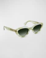 Image 1 of 2: KREWE Sasha Green Acetate Cat-Eye Sunglasses