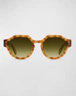 Image 2 of 2: KREWE Astor Beveled Acetate Round Sunglasses