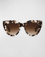Image 1 of 2: KREWE Charlotte Tortoise Acetate Cat-Eye Sunglasses