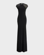 Image 1 of 5: Ralph Lauren Sheer-Sleeve Jersey Column Maxi Dress
