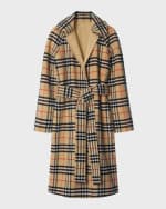 Image 1 of 5: Burberry Reversible Check Belted Car Coat
