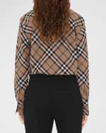 Image 4 of 5: Burberry Check Long-Sleeve Button-Down Shirt