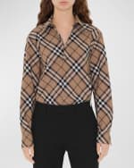 Image 3 of 5: Burberry Check Long-Sleeve Button-Down Shirt
