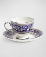 Image 2 of 5: Wedgwood Florentine Marine Teacup & Saucer, 6.1 oz.