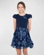 Image 1 of 3: Zoe Girl's Reese Floral Overlay Dress, Size 7-16