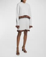 Image 2 of 6: JW Anderson Ruffle Satin Trimmed Wool Hoodie