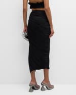 Image 4 of 6: Cult Gaia Sonoma Pleated Satin Midi Slit Skirt