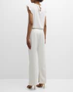 Image 3 of 6: Elie Tahari The Daniela Scalloped Slit-Hem Pants