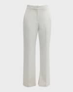 Image 1 of 6: Elie Tahari The Daniela Scalloped Slit-Hem Pants