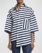 Image 2 of 6: Jacquemus Pablo Stripe Monogram Asymmetric Top