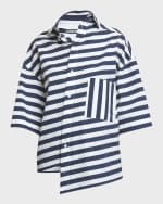Image 1 of 6: Jacquemus Pablo Stripe Monogram Asymmetric Top