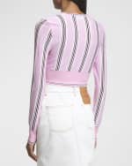 Image 5 of 6: Jacquemus Spiaggia Stripe Cropped Wool Cardigan