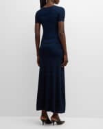 Image 4 of 6: Emporio Armani Striped Crewneck Knit Maxi Dress