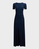 Image 1 of 6: Emporio Armani Striped Crewneck Knit Maxi Dress