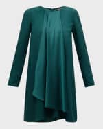 Image 1 of 6: Emporio Armani Draped Crepe Satin Mini Shift Dress