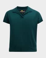 Image 1 of 6: Emporio Armani Lightweight Wool-Silk Knit Polo Top