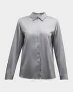 Image 1 of 5: Emporio Armani Button-Down Shiny Silk Blouse