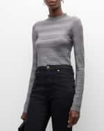Image 3 of 6: Emporio Armani Striped Mock-Neck Top
