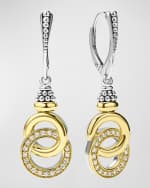 Image 1 of 4: LAGOS Signature Caviar Two-Tone Interlocking Diamond Drop Earrings