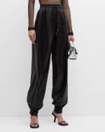 Image 2 of 6: Salon 1884 Toda Leather Pull-On Track Pants