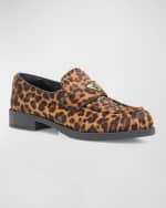 Image 5 of 6: Prada Leopard Calf Hair Triangle Loafers
