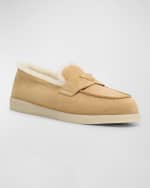 Image 4 of 5: Prada St Tropez Suede Shearling Loafers