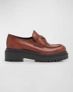 Image 1 of 6: Prada Chocolate Calfskin Platform Loafers