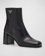 Image 5 of 6: Prada Calfskin Block-Heel Ankle Boots