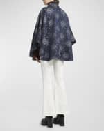Image 5 of 6: Etro Denim Embroidered Floral Cape