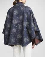 Image 4 of 6: Etro Denim Embroidered Floral Cape
